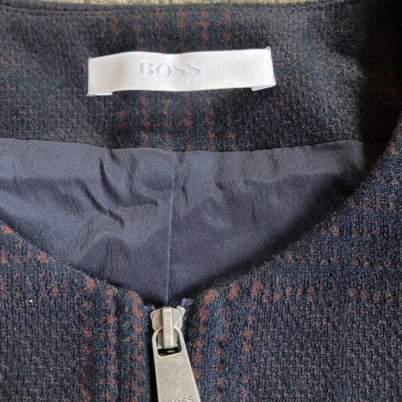 HUGO BOSS Womens 0 Javidar Bicolor Check Jersey Interlock Wool Blend Jacket NWOT - Picture 3 of 8